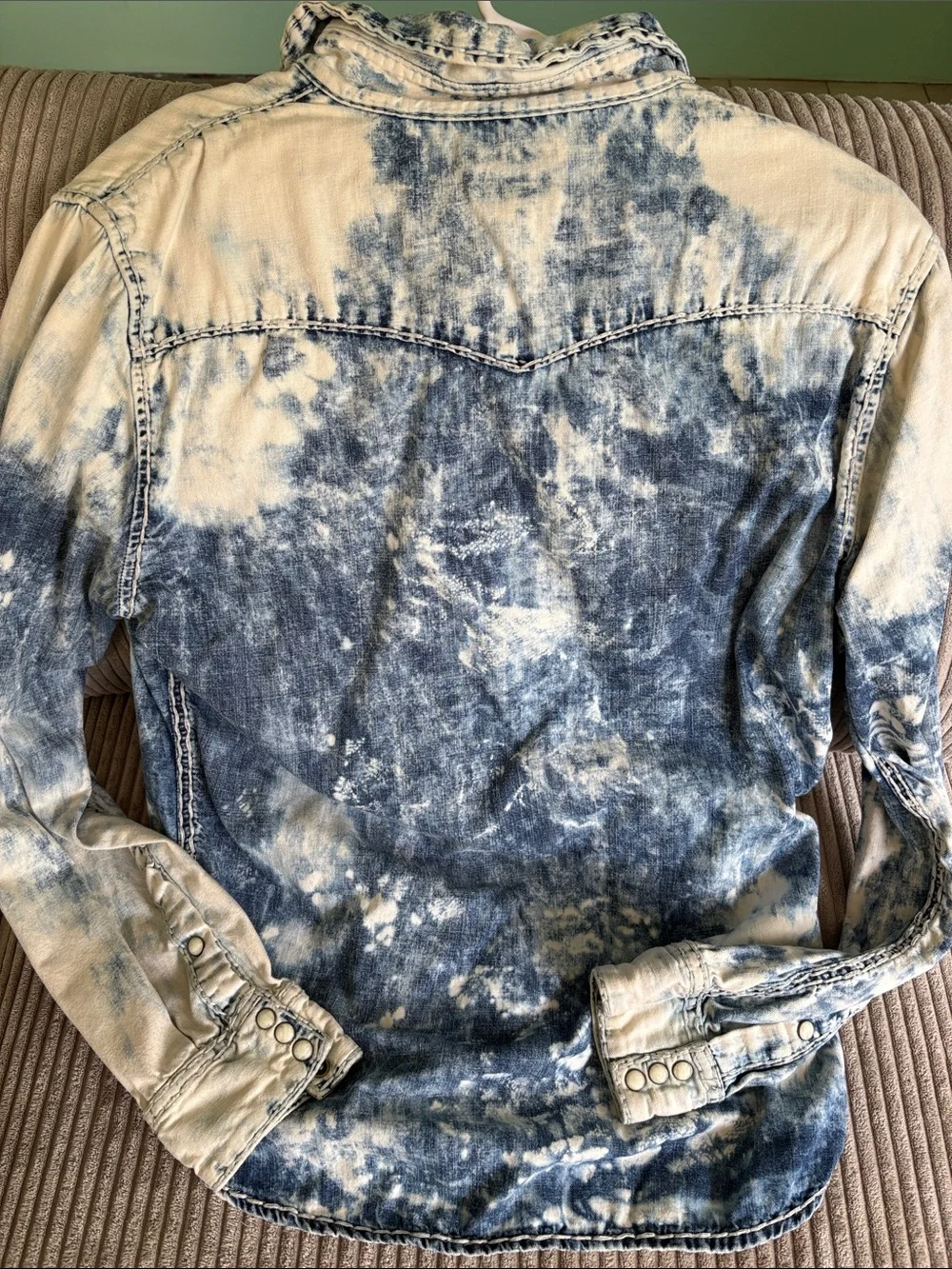 True Religion Two-Tone Acid Wash Denim Shirt